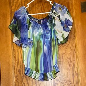 Watercolor off the shoulder blouse